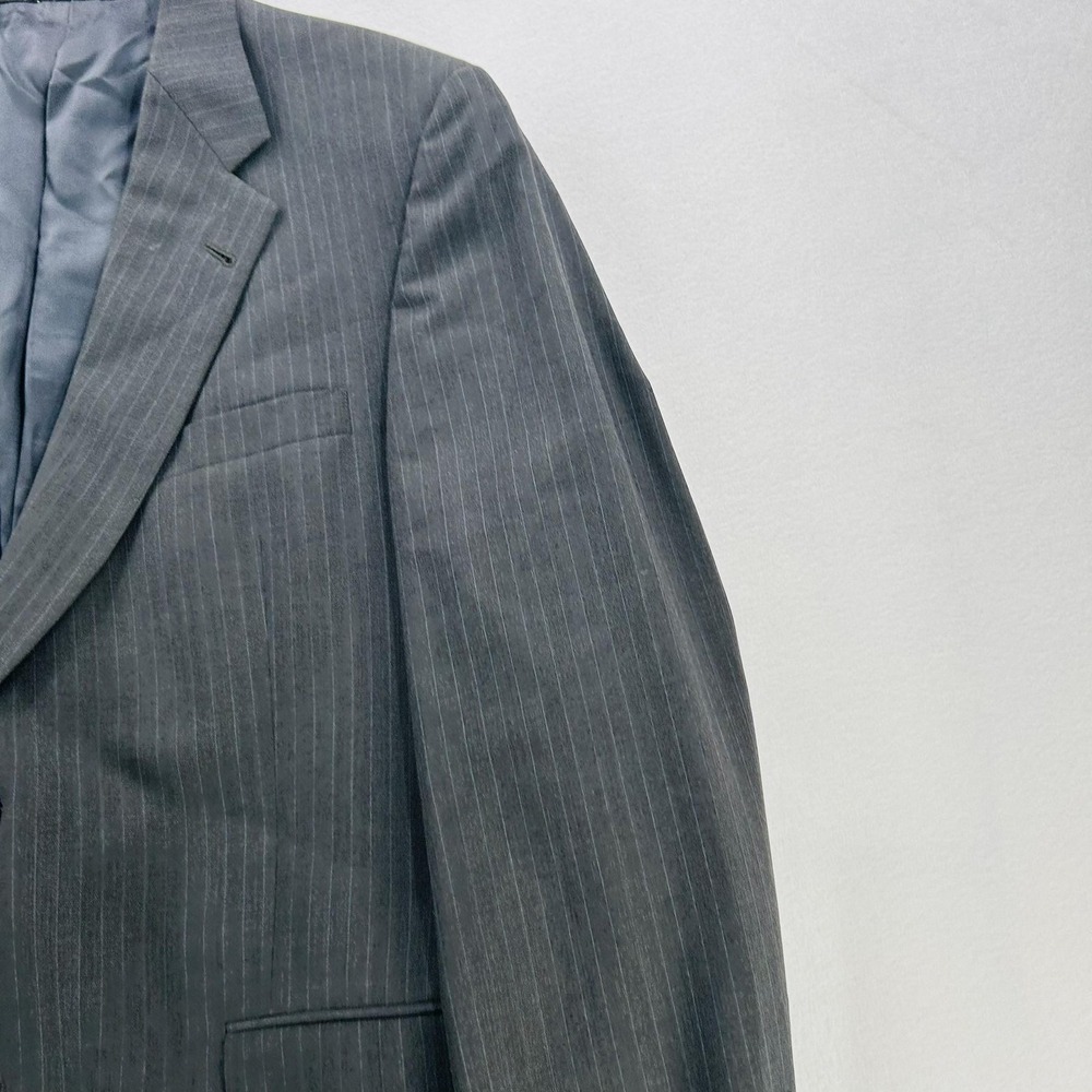Hart Schaffner Marx Suit Jacket Mens 44R Gray Pinstripe Classic Fit Two Button - Picture 11 of 16